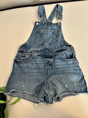 Women's Denim Short Overalls in Blue